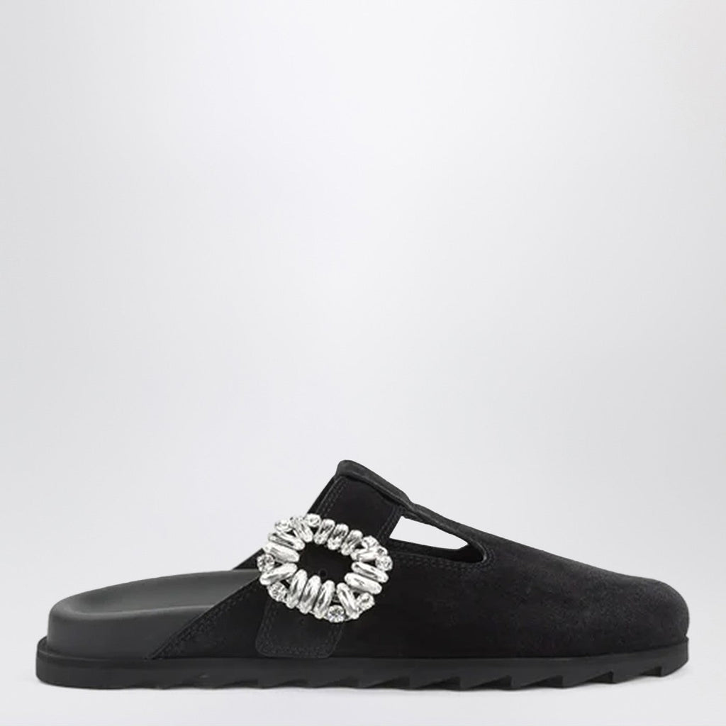 Roger Vivier Black Suede Mule Slidy Viv' Women