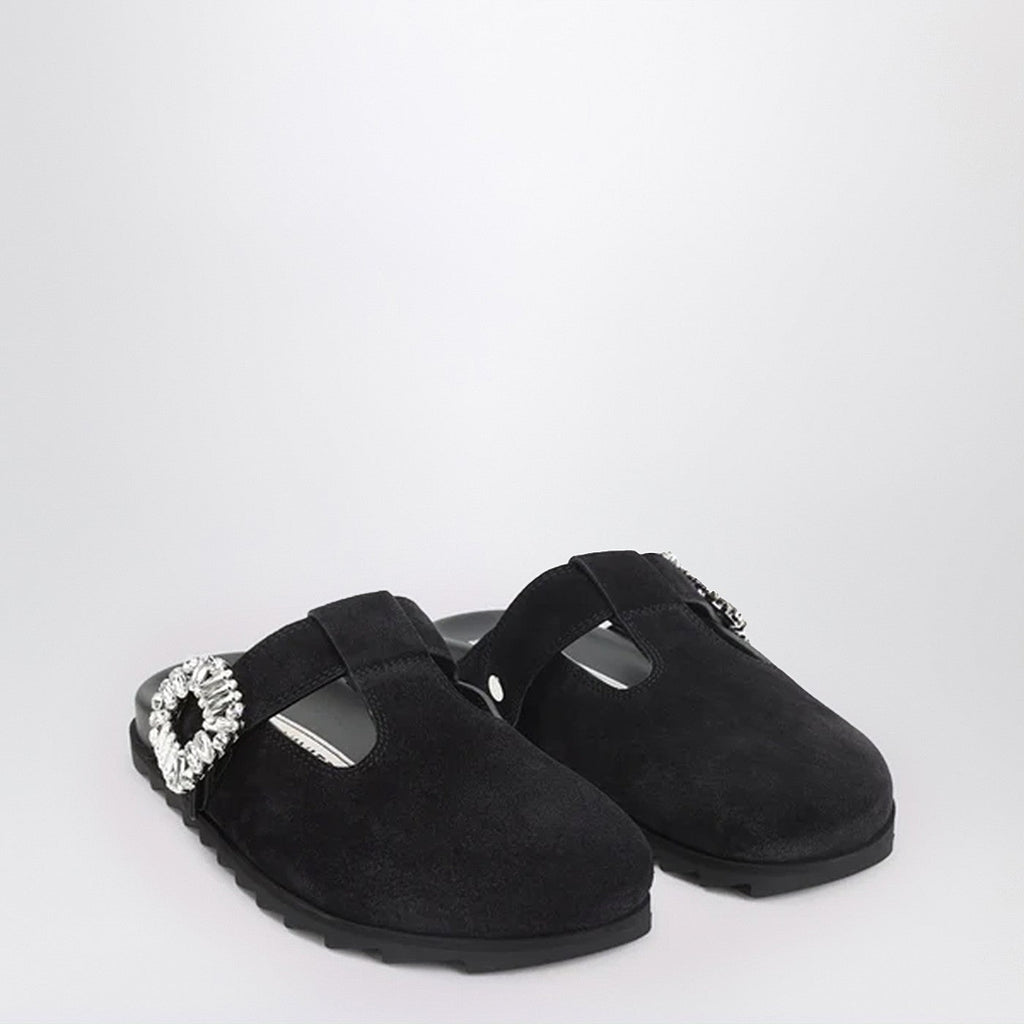 Roger Vivier Black Suede Mule Slidy Viv' Women