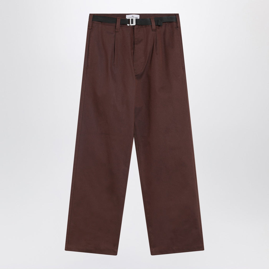 Stone Island Tobacco-Coloured Cotton Blend Trousers Men