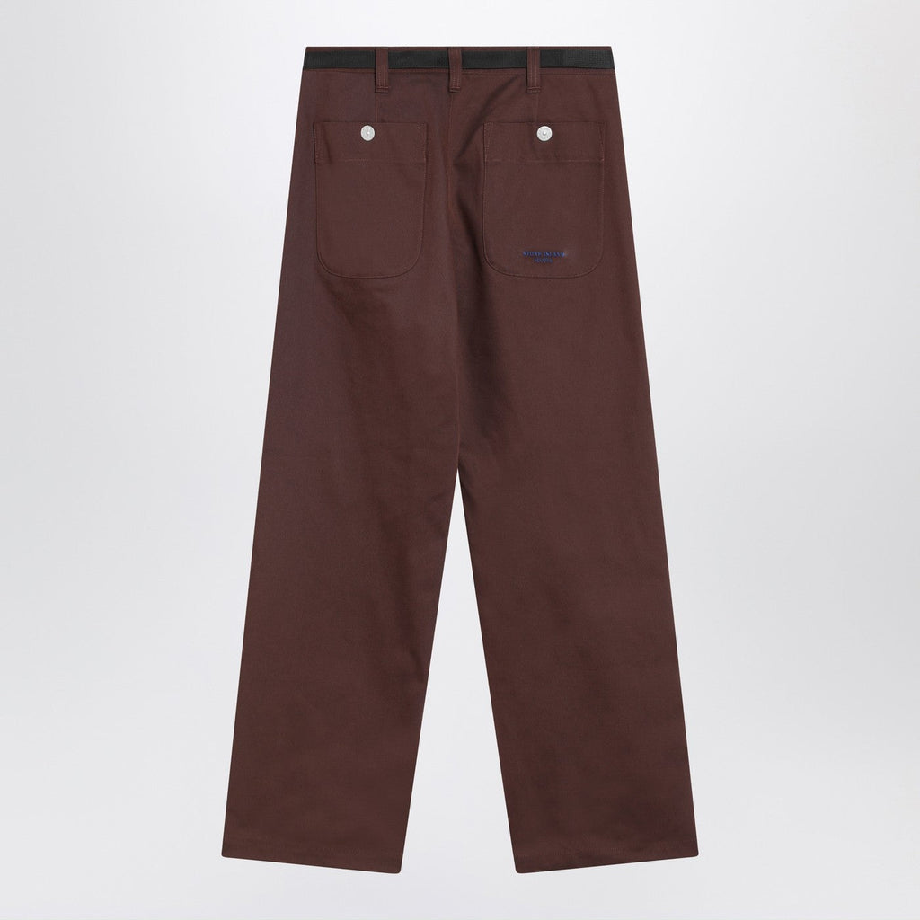 Stone Island Tobacco-Coloured Cotton Blend Trousers Men