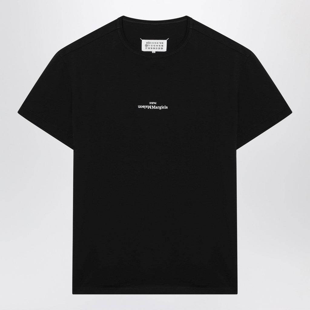 Maison Margiela Black T-Shirt With Distorted Logo Men