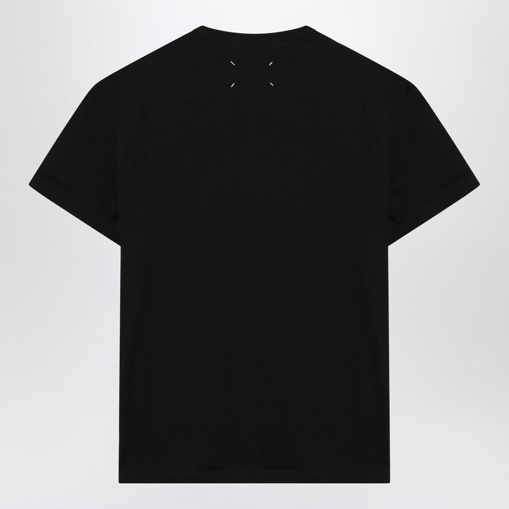 Maison Margiela Black T-Shirt With Distorted Logo Men