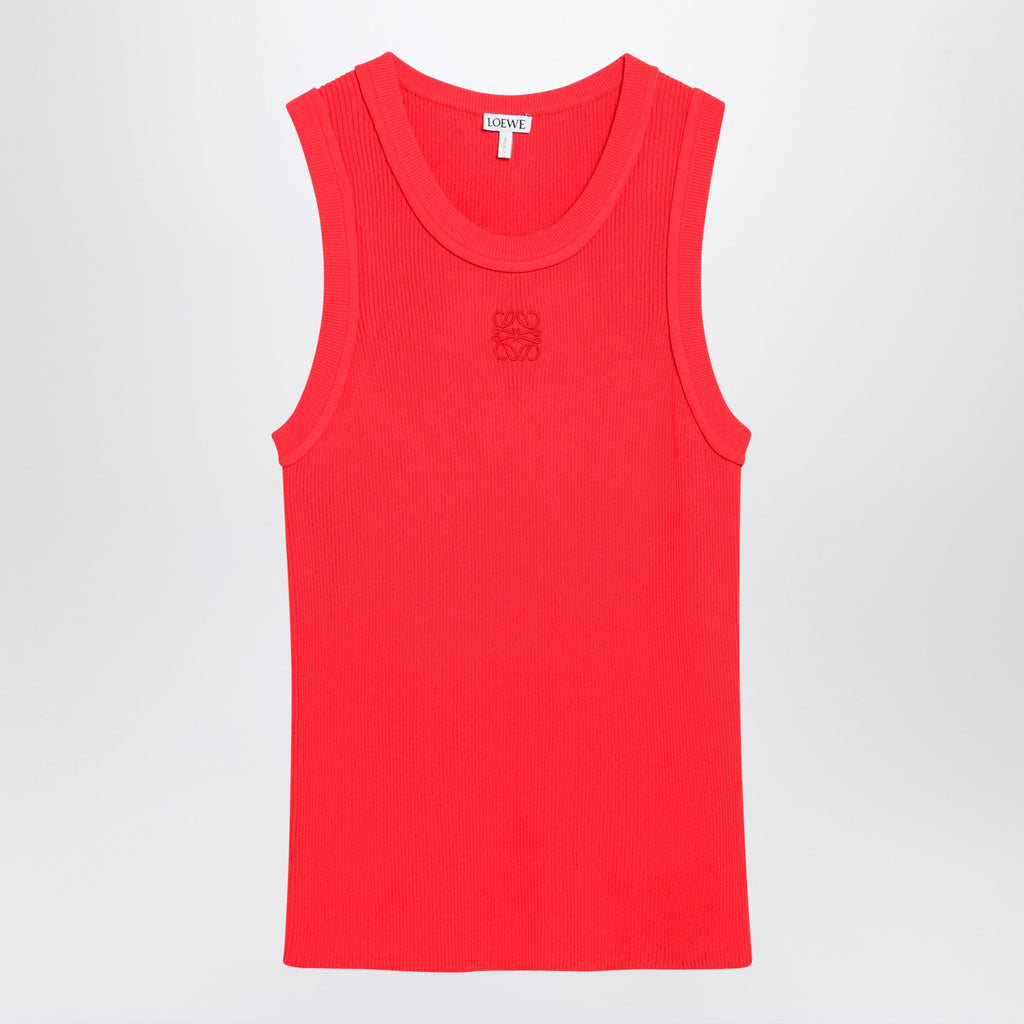 Loewe Anagram Ribbed Stretch Viscose Tank Top In Red Women