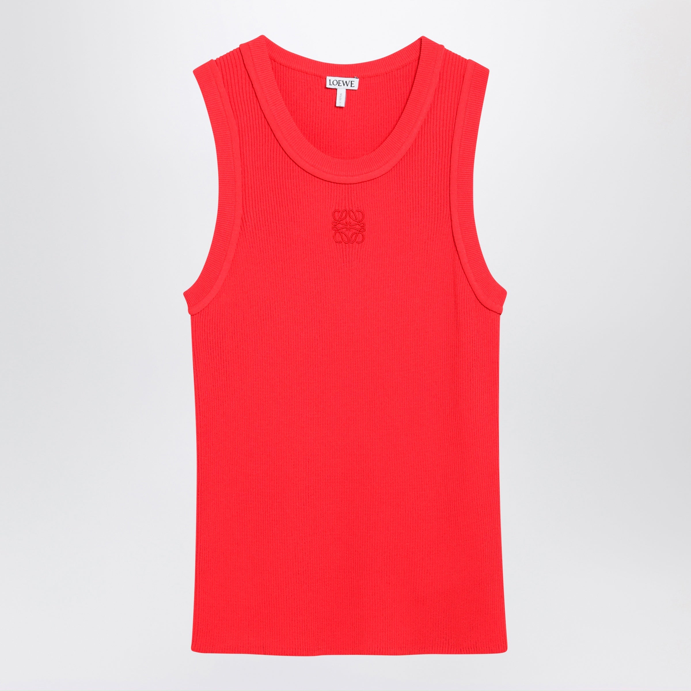 Loewe Anagram Ribbed Stretch Viscose Tank Top In Red Women