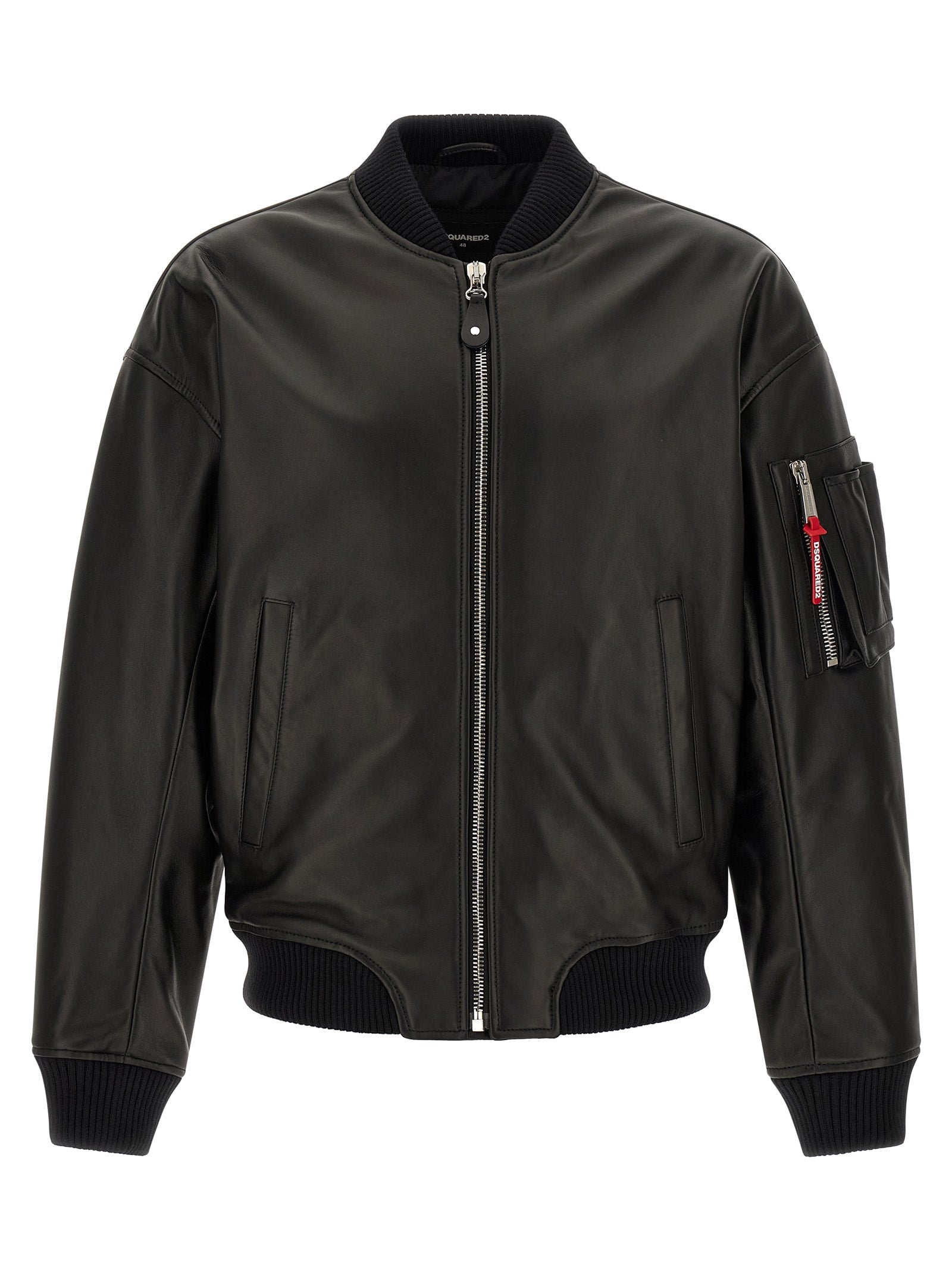 Dsquared2 Men Leather Bomber Jacket