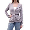SACAI GREY COTTON AND SILK CARDIGAN WITH RUFFLE LACE DETAIL - SIZE 3/M