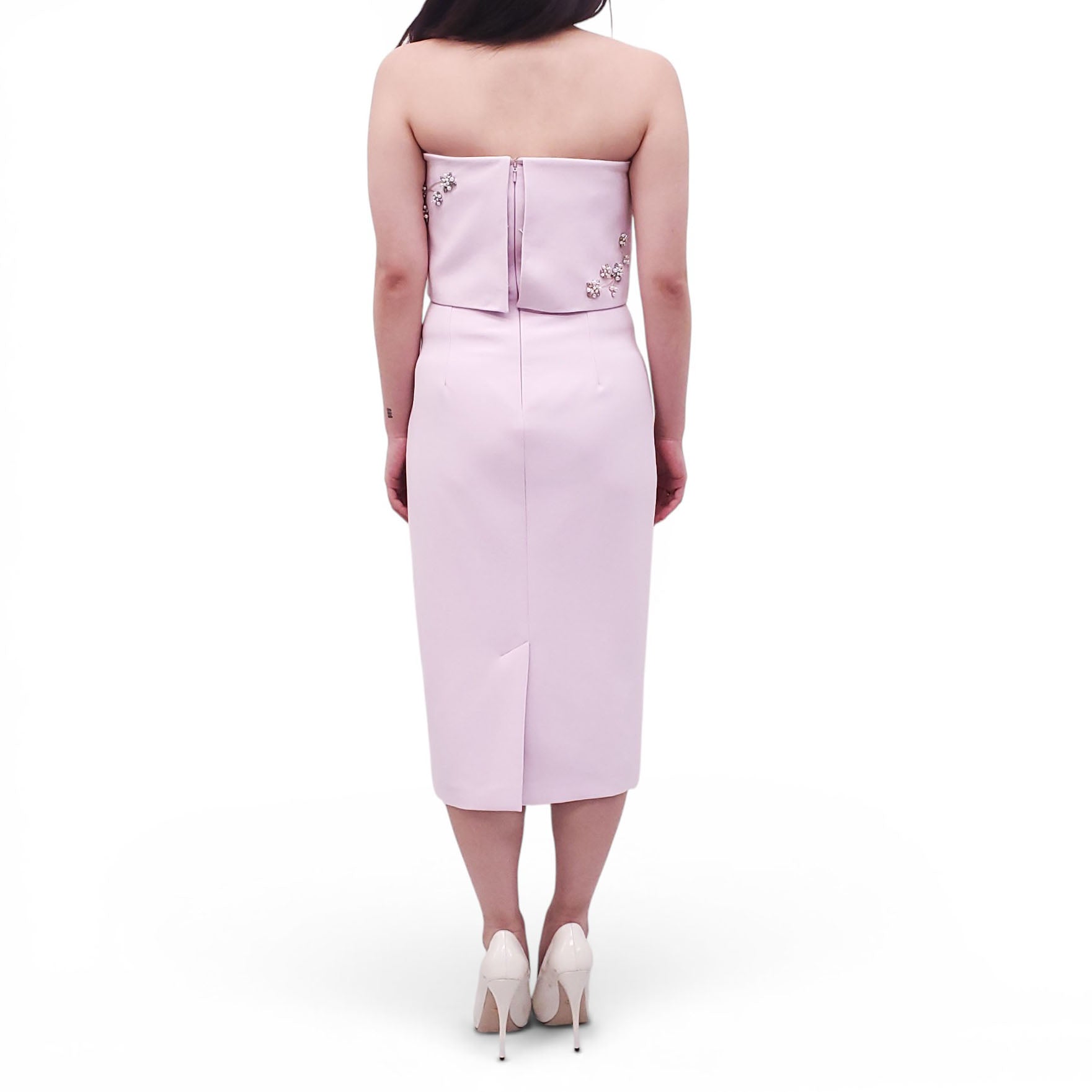 SAFIYAA LILAC MINI DRESS WITH BEADED FLORAL DETAIL - SIZE 6