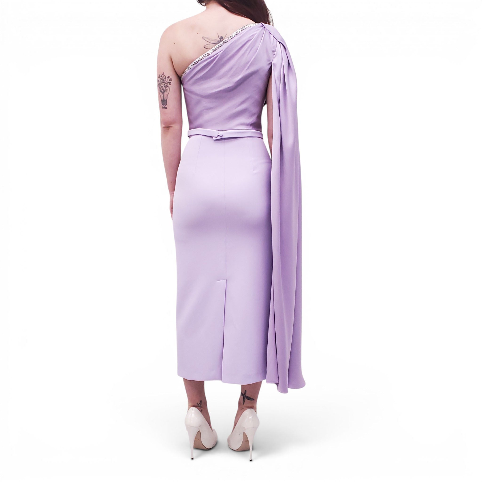 SAFIYAA PURPLE ONE-SHOULDER DRESS WITH SEQUIN DETAIL - SIZE 4