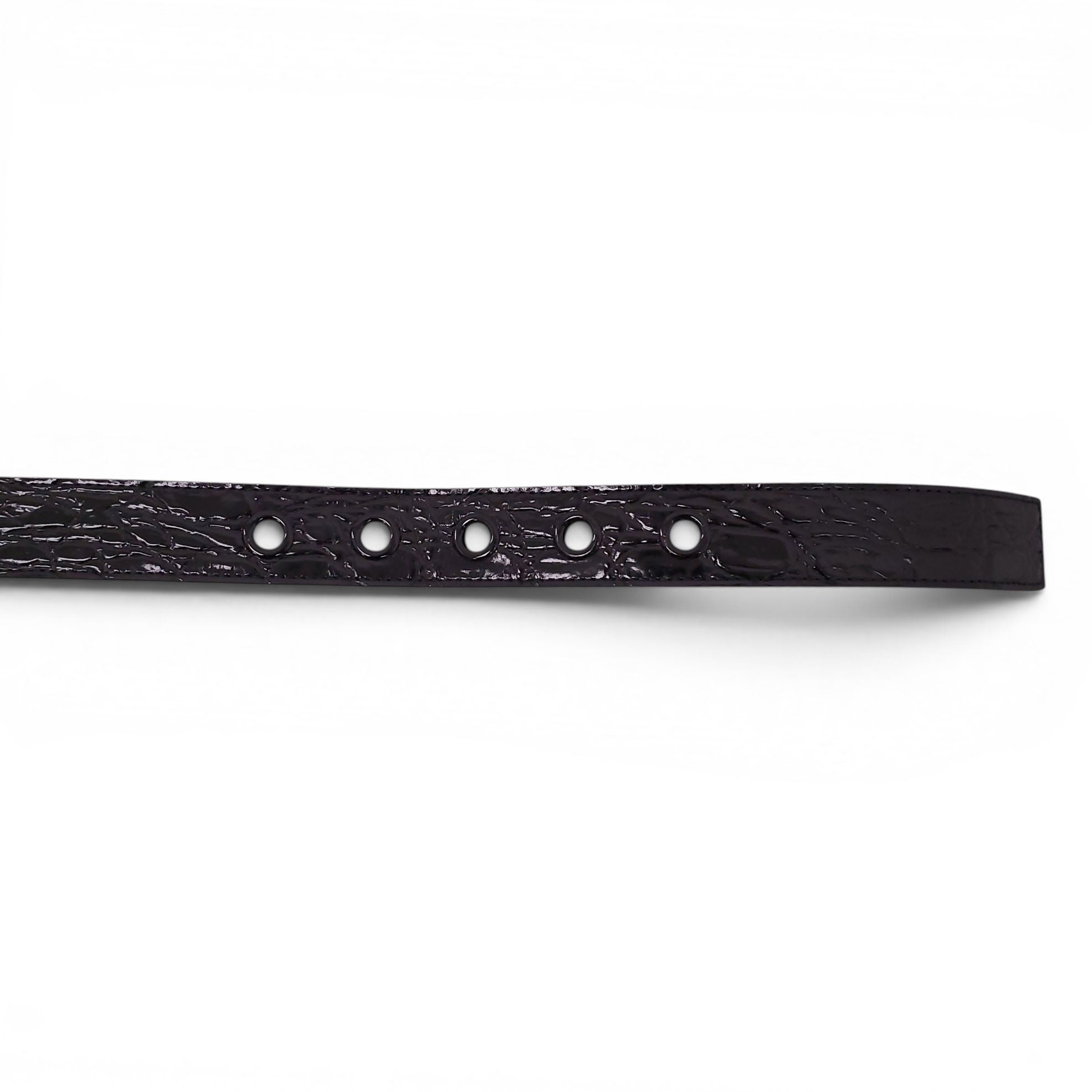 SAINT LAURENT BLACK CROC EMBOSSED BELT - SIZE 75