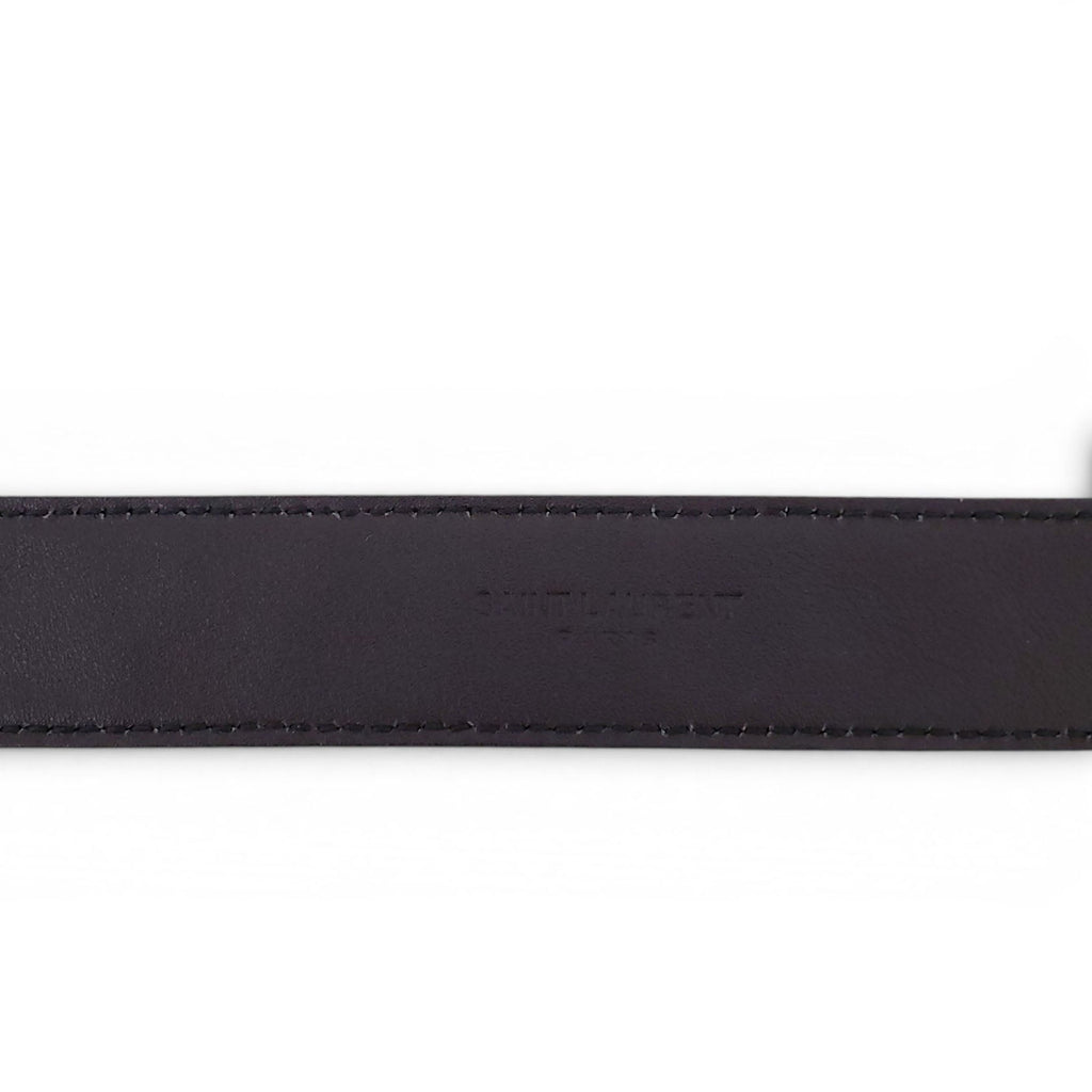 SAINT LAURENT BLACK CROC EMBOSSED BELT - SIZE 75