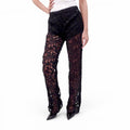 SAINT LAURENT BLACK LACE TROUSERS - SIZE 36
