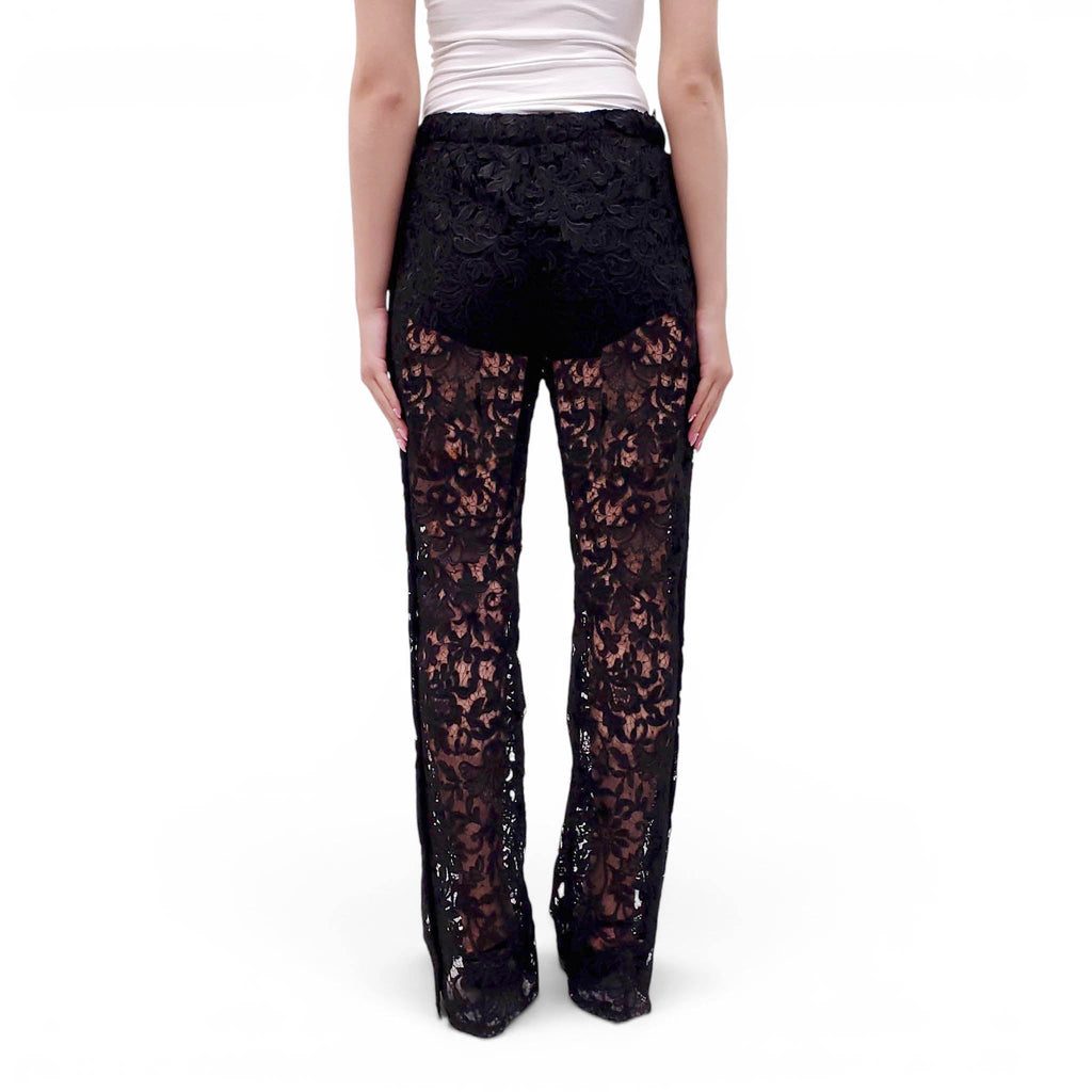 SAINT LAURENT BLACK LACE TROUSERS - SIZE 36