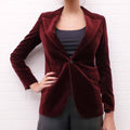 SAINT LAURENT BURGUNDY VELVET BLAZER - SIZE 34