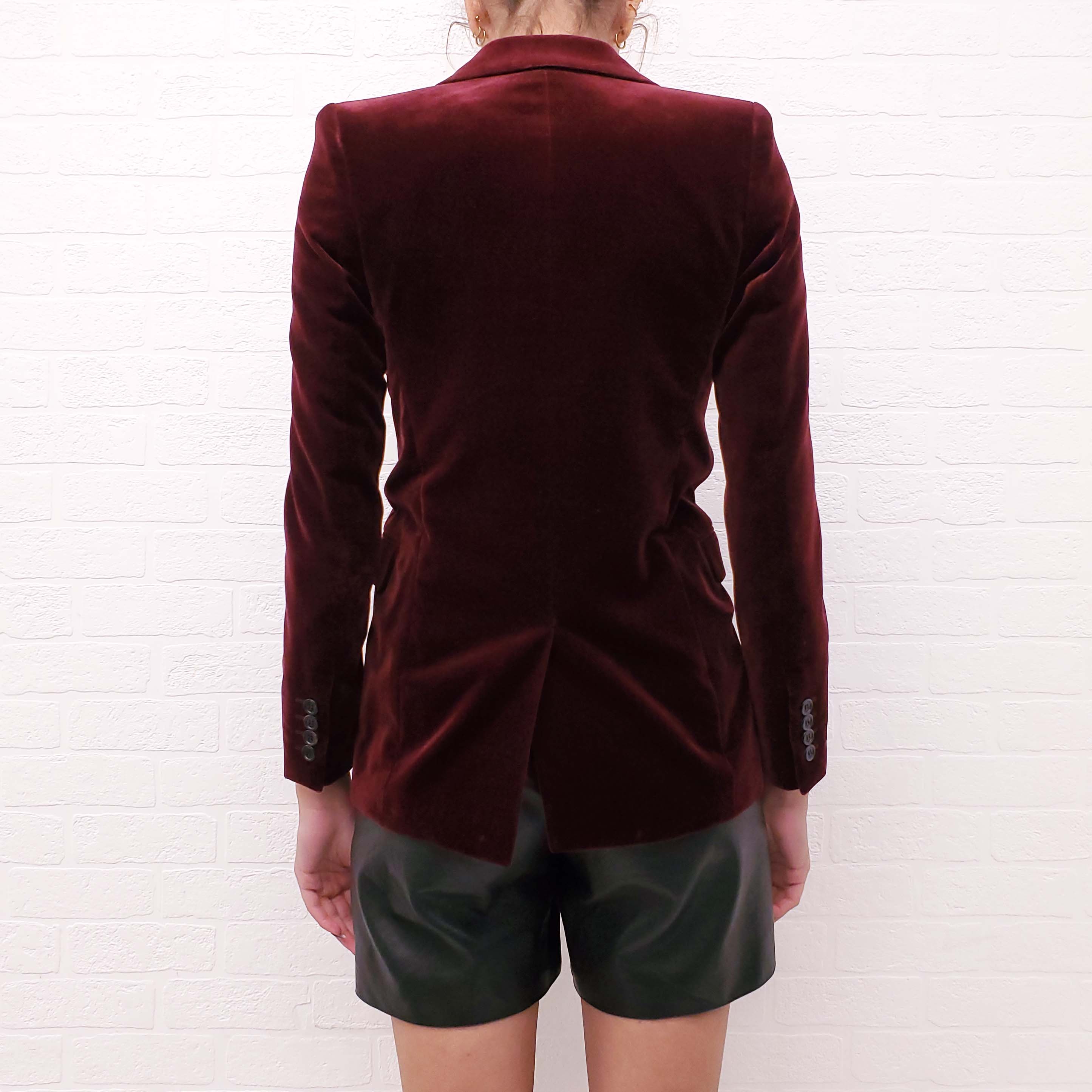 SAINT LAURENT BURGUNDY VELVET BLAZER - SIZE 34
