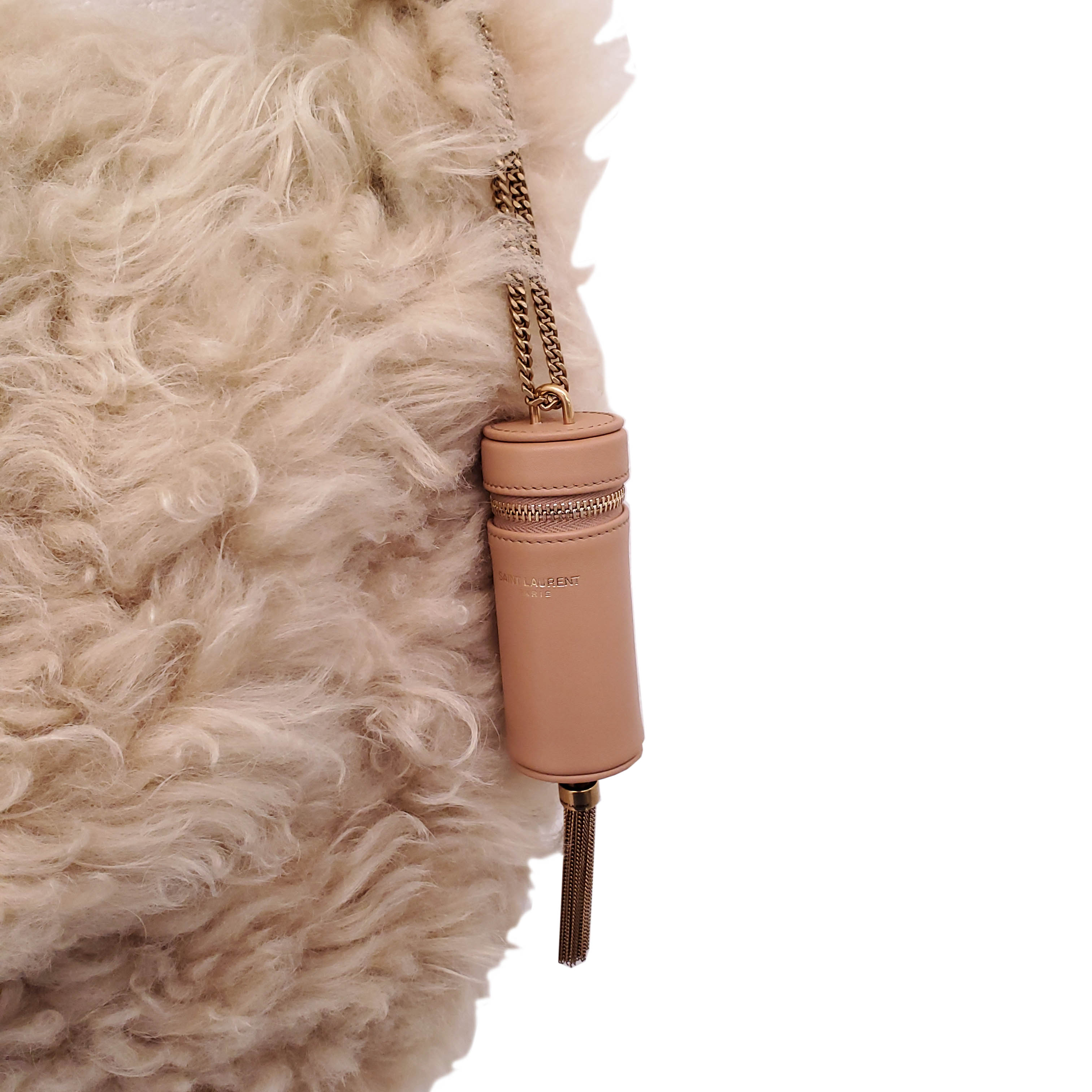 SAINT LAURENT NATURAL SHEARLING ENVELOPE SHOULDER BAG
