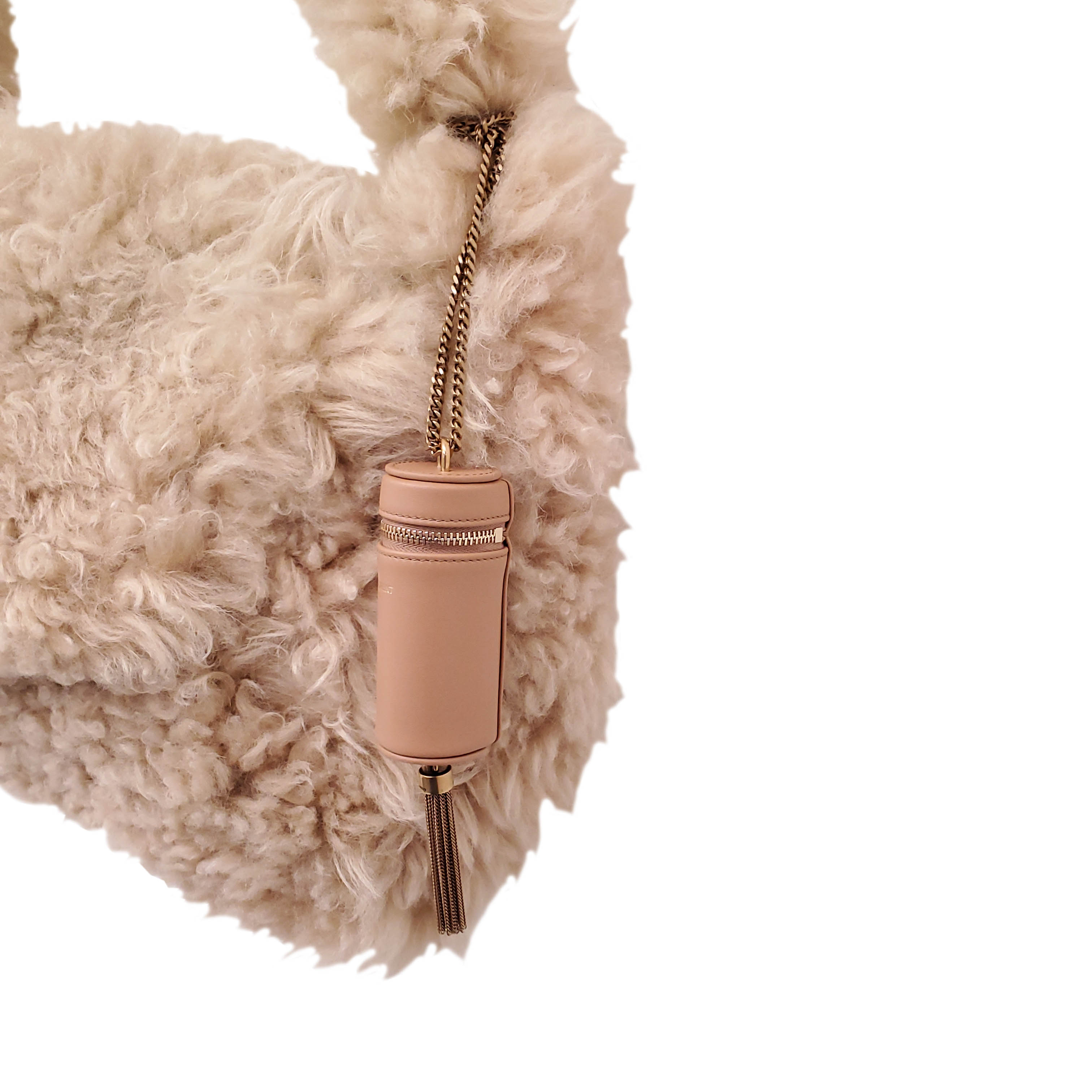 SAINT LAURENT NATURAL SHEARLING ENVELOPE SHOULDER BAG