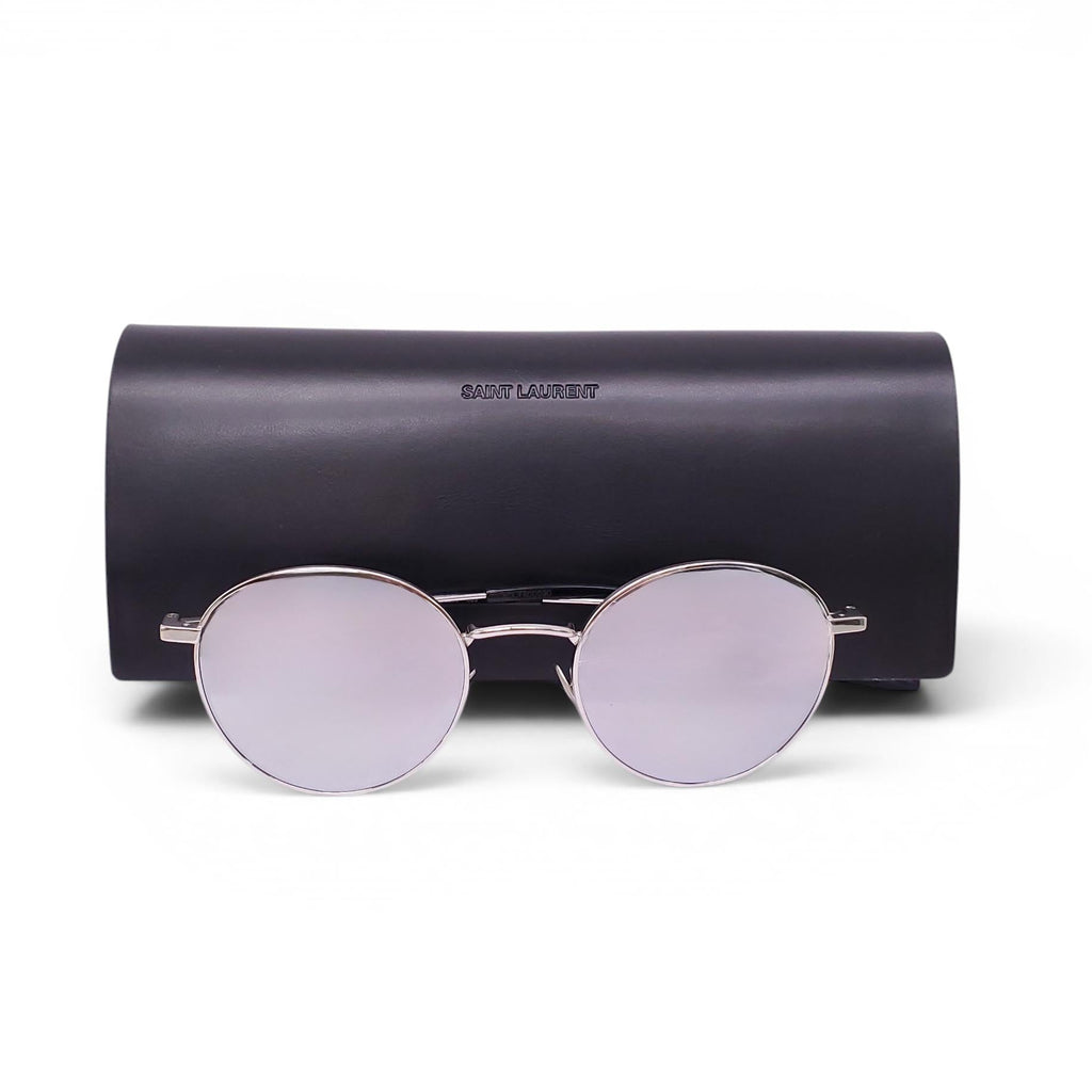 SAINT LAURENT SILVER ROUND SUNGLASSES