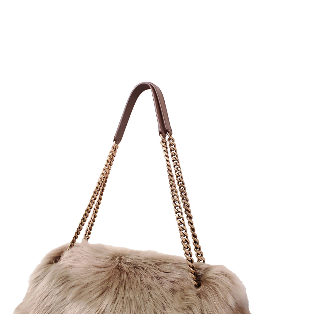 SAINT LAURENT 'NIKI' ROUAN SHEARLING SHOULDER BAG