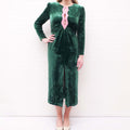 SALONI VELVET GREEN DRESS WITH PINK DETAIL - SIZE 14