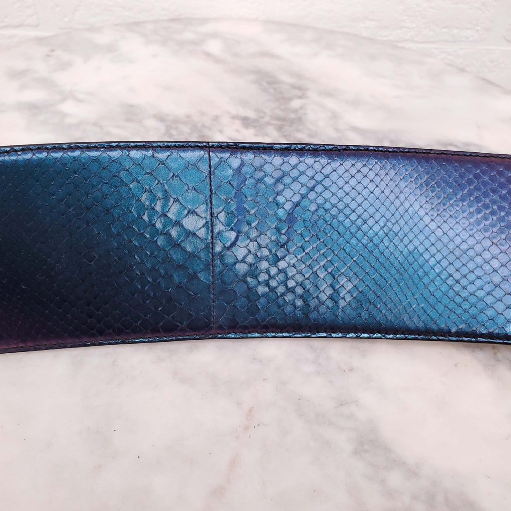 SALVATORE FERRAGAMO PURPLE SNAKESKIN LARGE WAIST BELT - SIZE 85