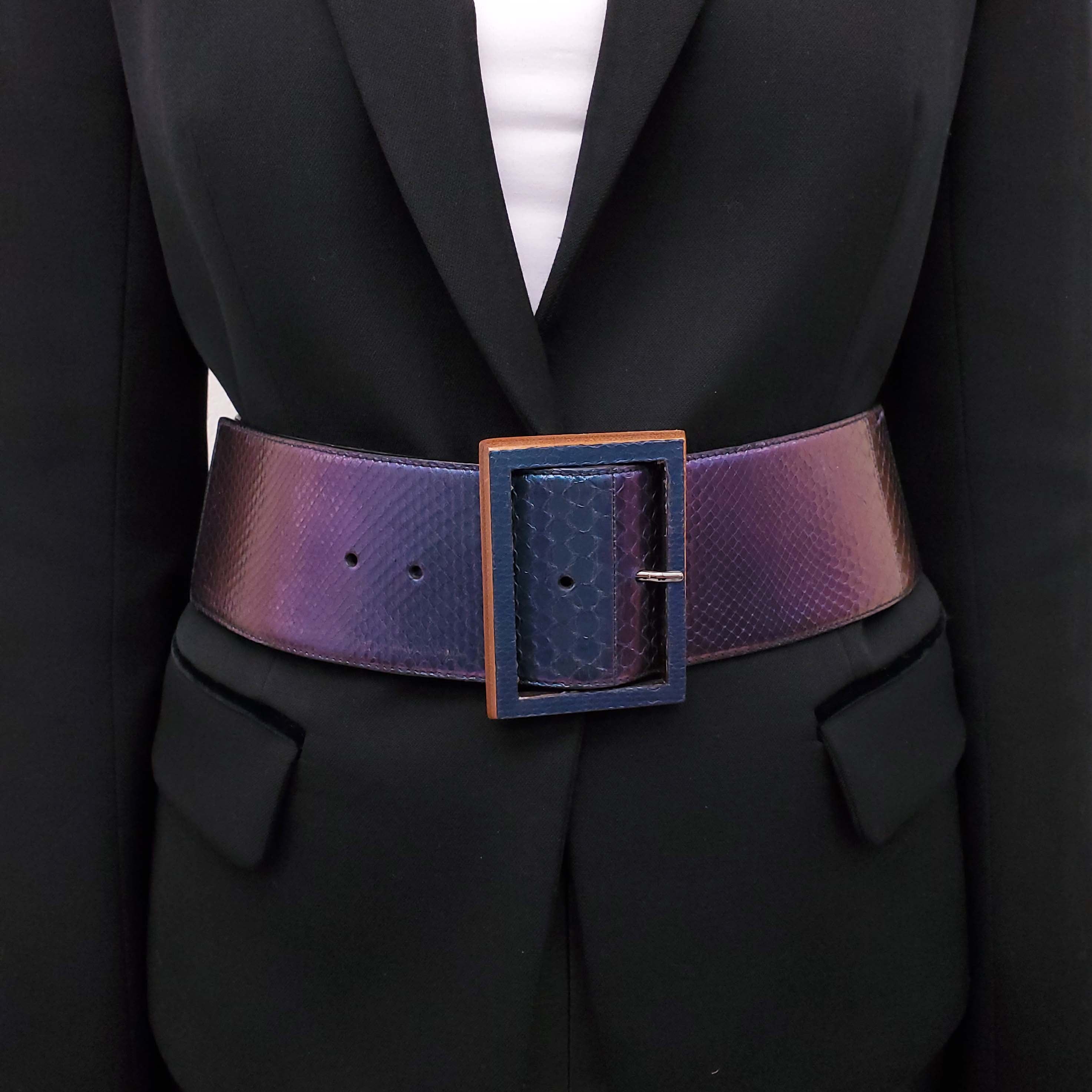 SALVATORE FERRAGAMO PURPLE SNAKESKIN LARGE WAIST BELT - SIZE 85