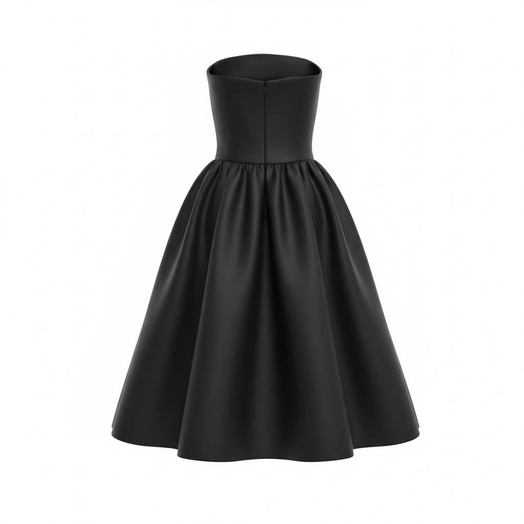 SELF-PORTRAIT BLACK BUSTIER FLARE DRESS - SIZE 2