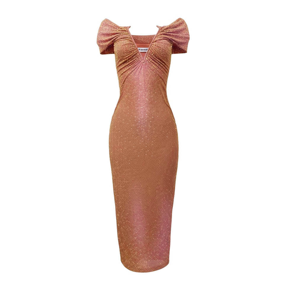 SELF-PORTRAIT STUDDED OMBRE CRYSTAL DRESS - SIZE 4