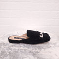 SERGIO ROSSI BLACK SUEDE FRINGE SLIDES - SIZE 36.5