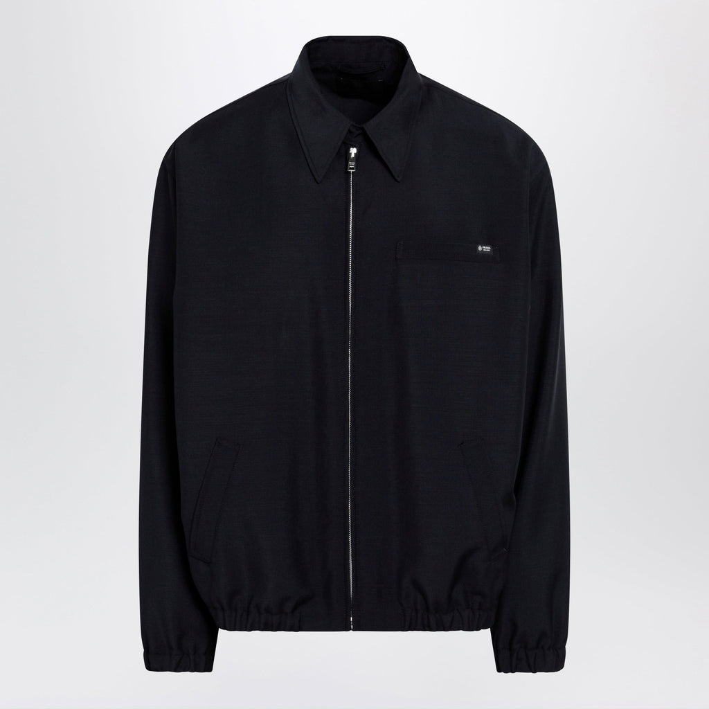 Prada Blue Blouson In Wool And Mohair Blend Men