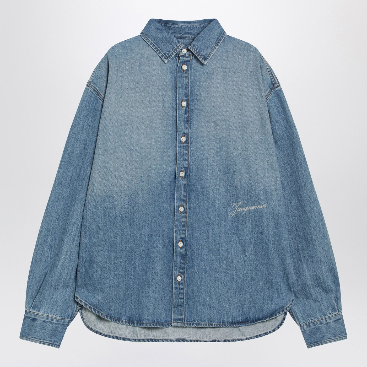 Jacquemus Simon Blue De-Nã®Mes Denim Shirt Men