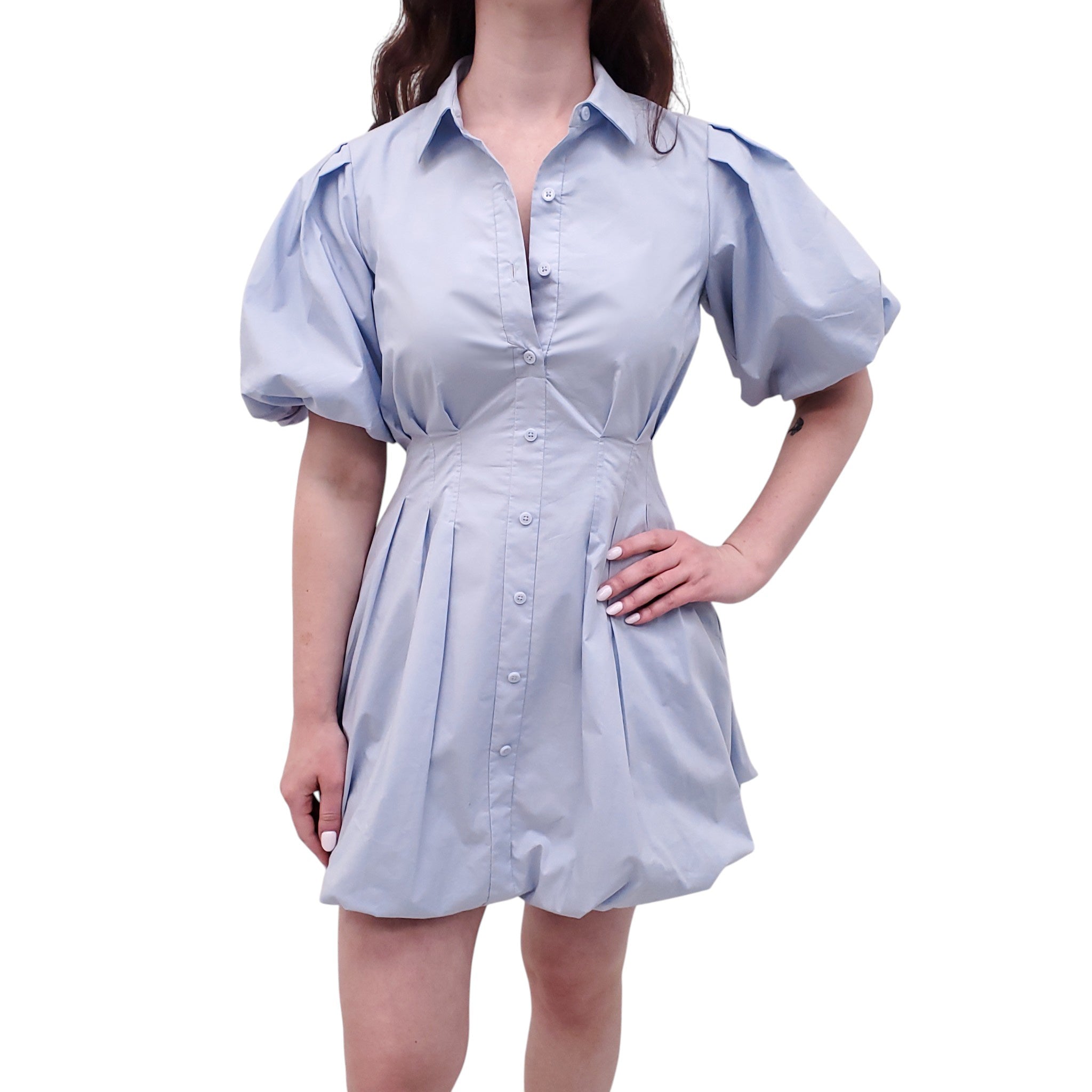 SIMKHAI BLUE FITTED BUBBLE DRESS - SIZE 2