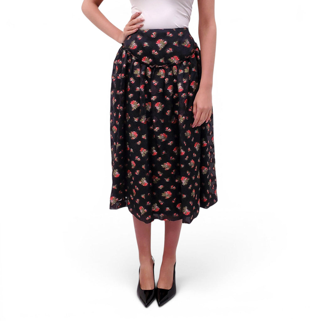 SIMONE ROCHA BLACK FLORAL SKIRT - SIZE 8