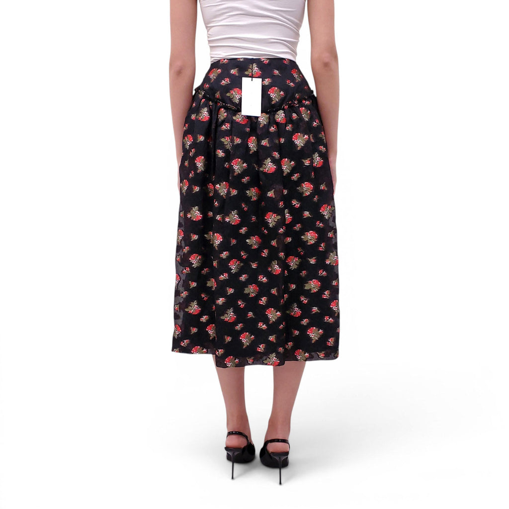 SIMONE ROCHA BLACK FLORAL SKIRT - SIZE 8