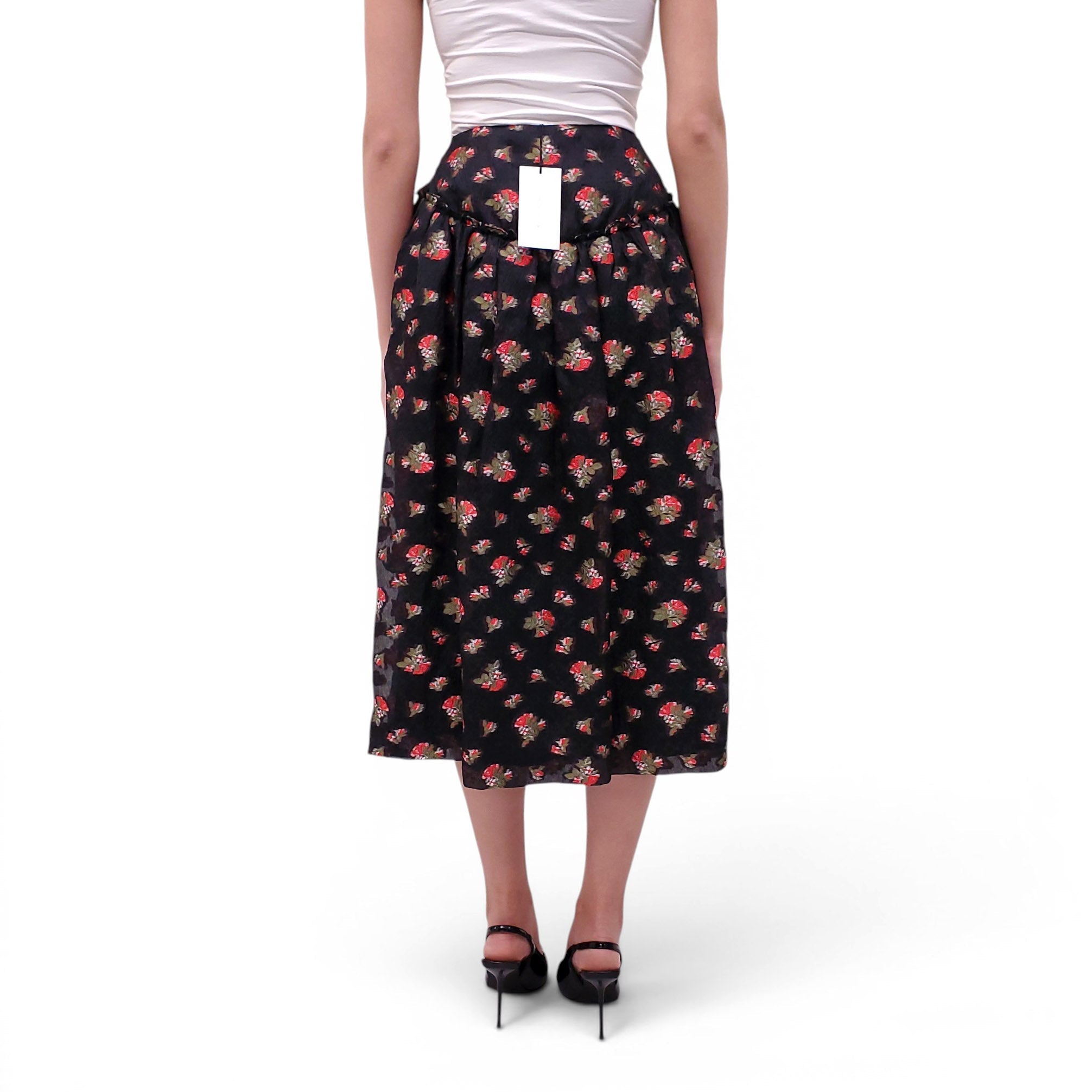 SIMONE ROCHA BLACK FLORAL SKIRT - SIZE 8