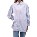 SIMONE ROCHA BLUE AND WHITE STRIPED BLOUSE WITH GRAPHIC DETAIL - SIZE 6