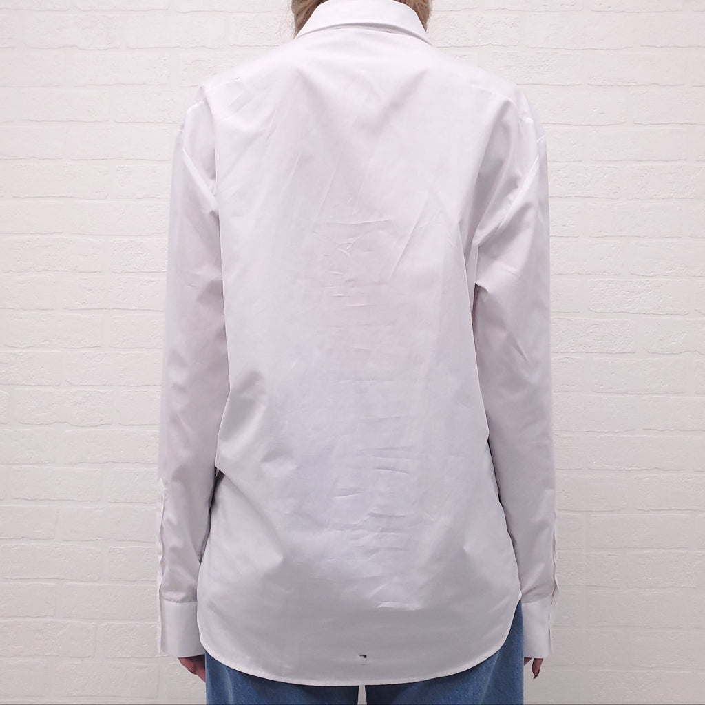 SIMONE ROCHA WHITE BLOUSE WITH PEARL DETAILS - SIZE L