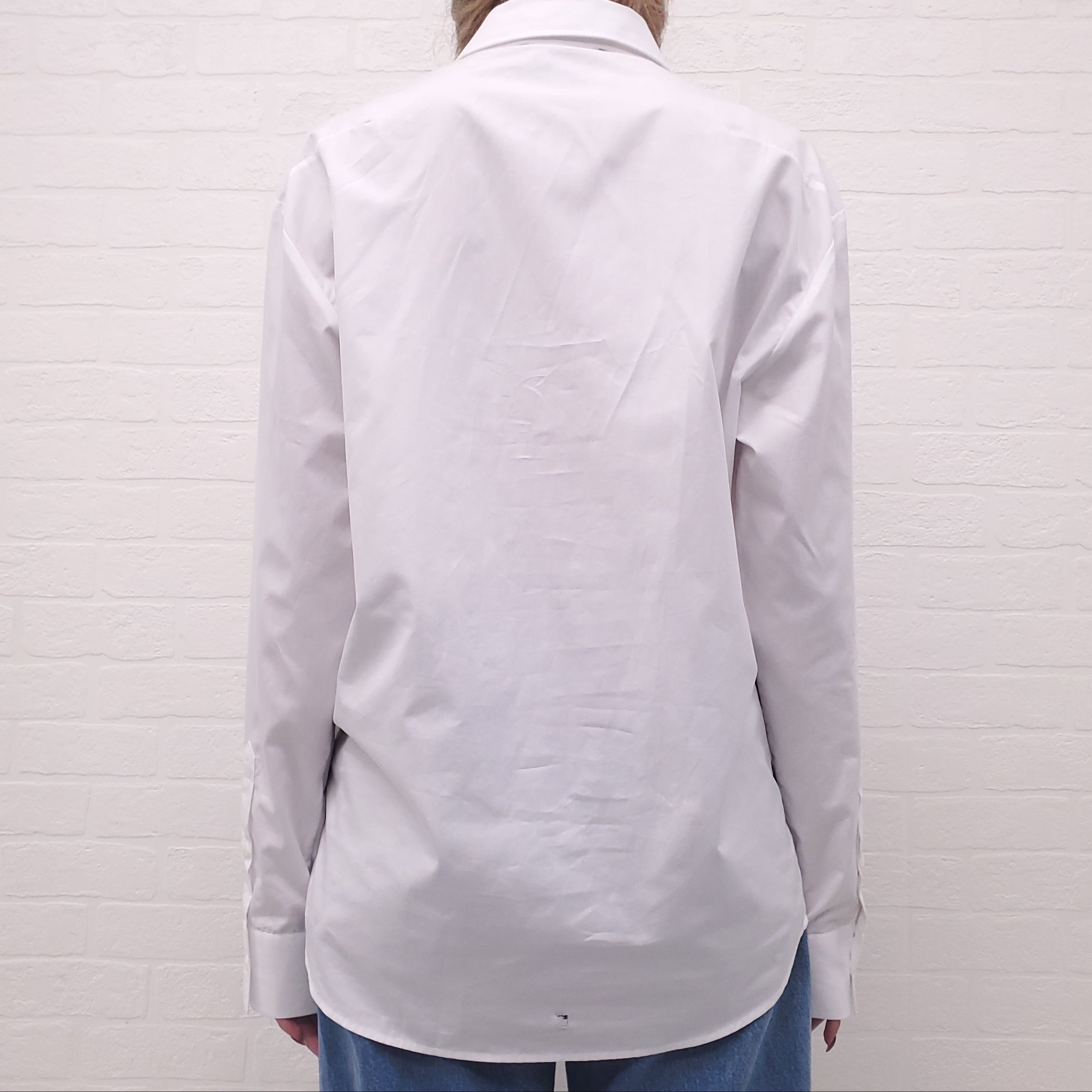 SIMONE ROCHA WHITE BLOUSE WITH PEARL DETAILS - SIZE L