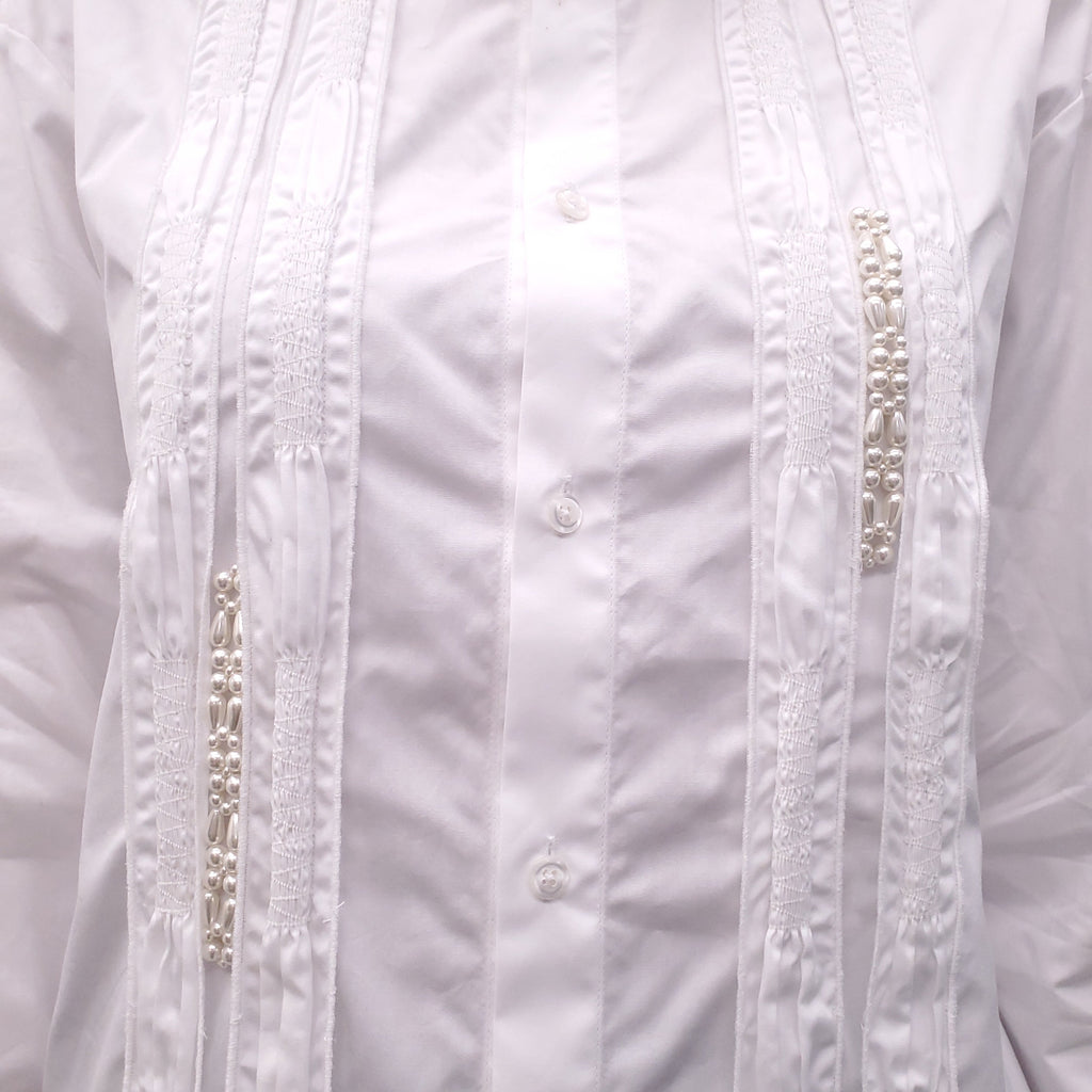 SIMONE ROCHA WHITE BLOUSE WITH PEARL DETAILS - SIZE L