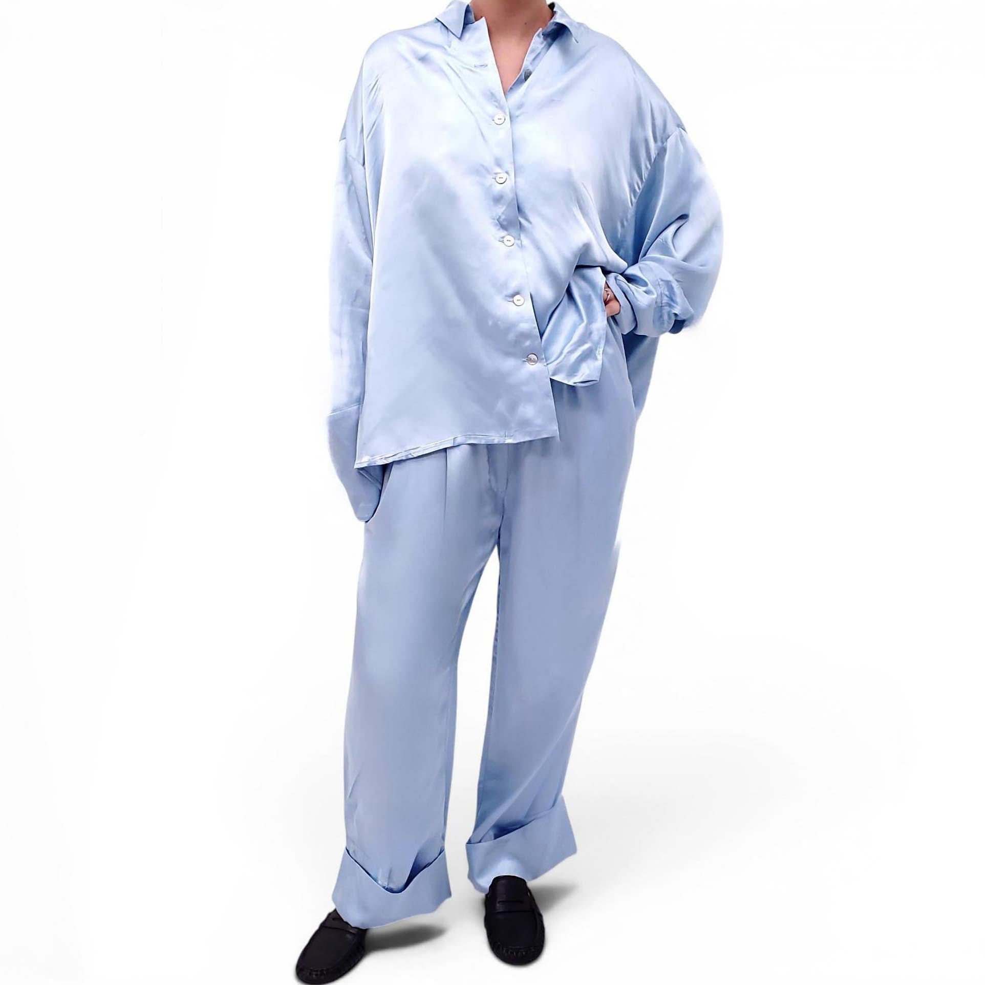 SLEEPER BLUE SATIN LOUNGE SET - SIZE 1/S