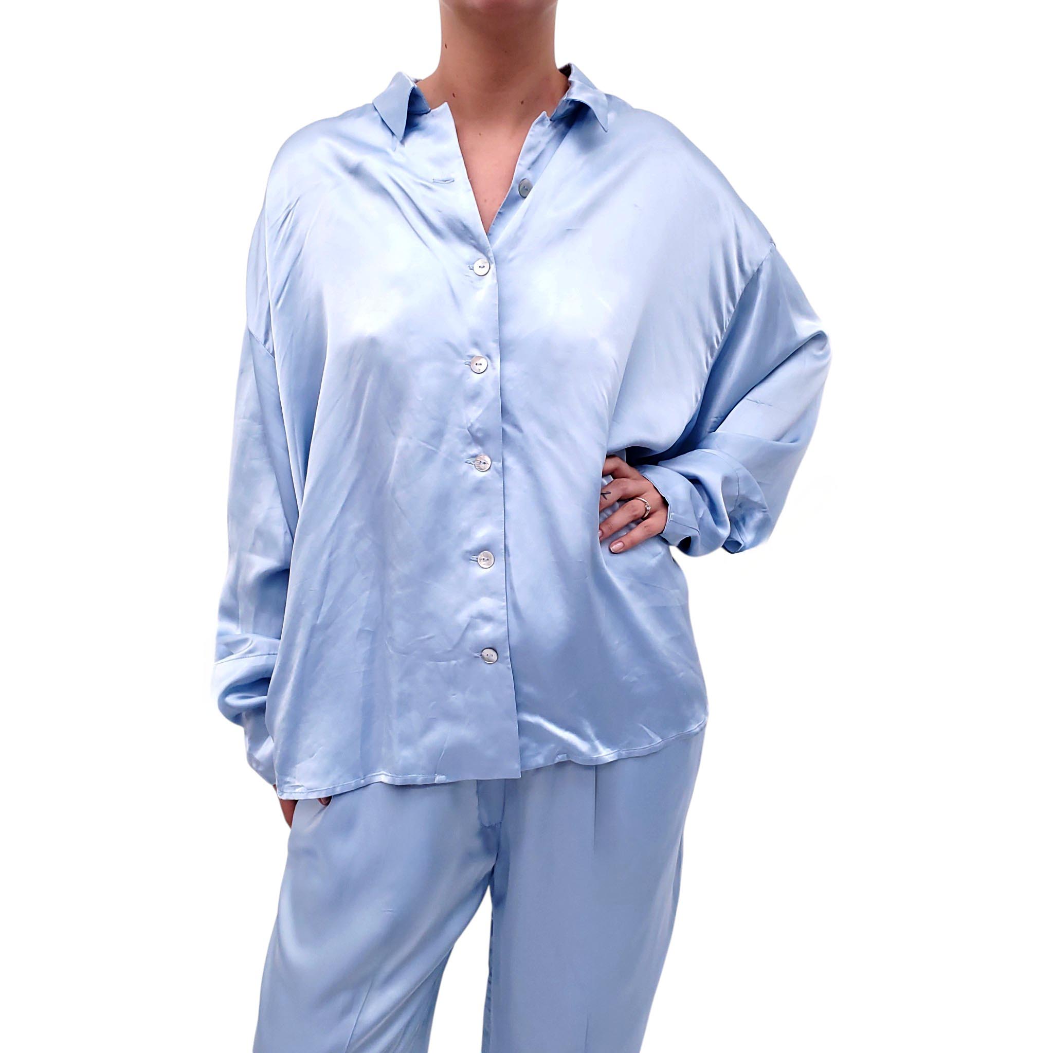 SLEEPER BLUE SATIN LOUNGE SET - SIZE 1/S