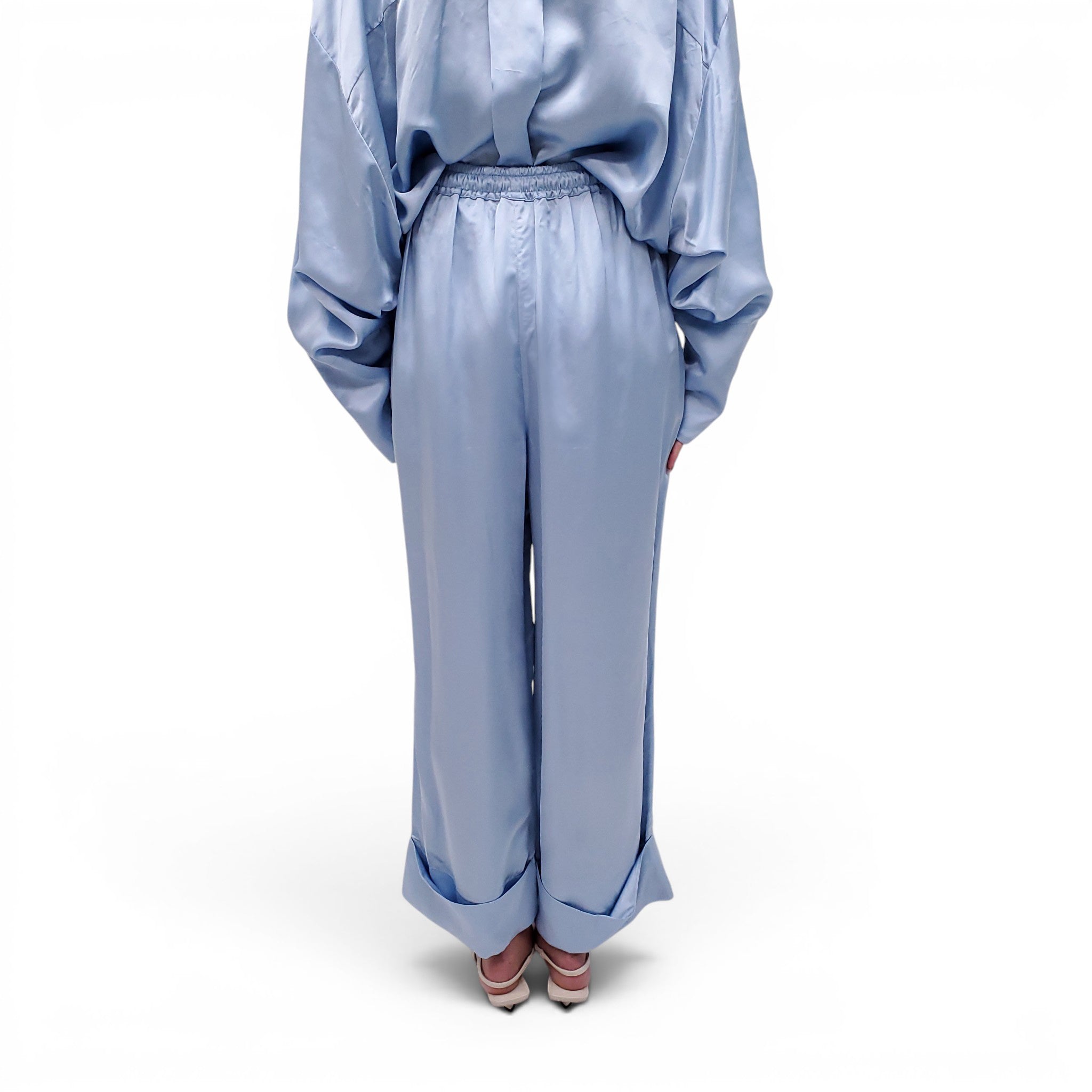 SLEEPER BLUE SATIN LOUNGE SET WITH TIE- SIZE 1/S