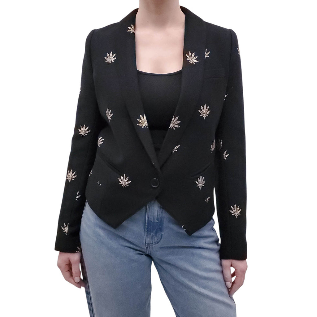SMYTHE BLACK AND GOLD EMBROIDERED JACKET - SIZE 4