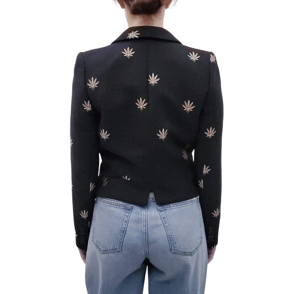 SMYTHE BLACK AND GOLD EMBROIDERED JACKET - SIZE 4