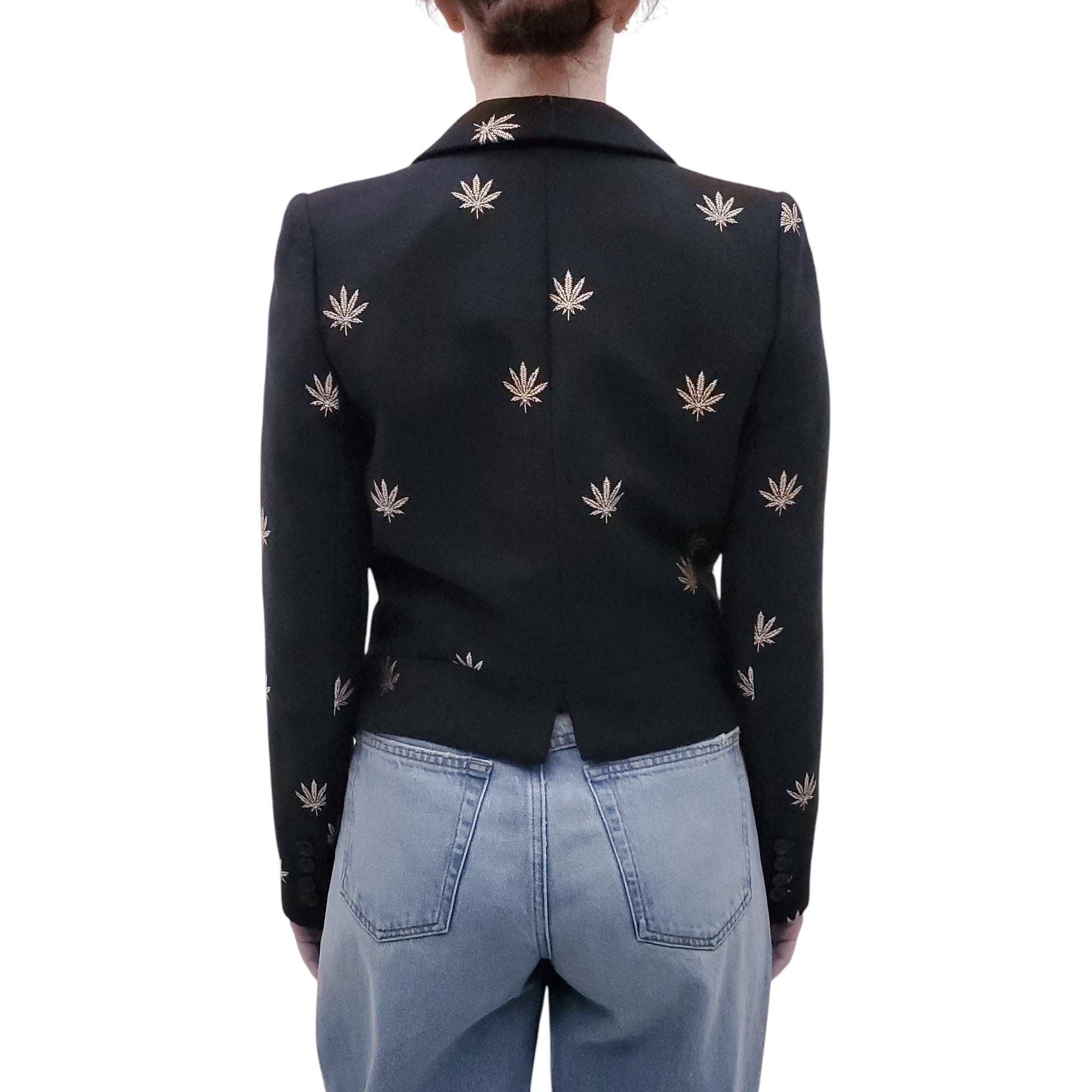 SMYTHE BLACK AND GOLD EMBROIDERED JACKET - SIZE 4