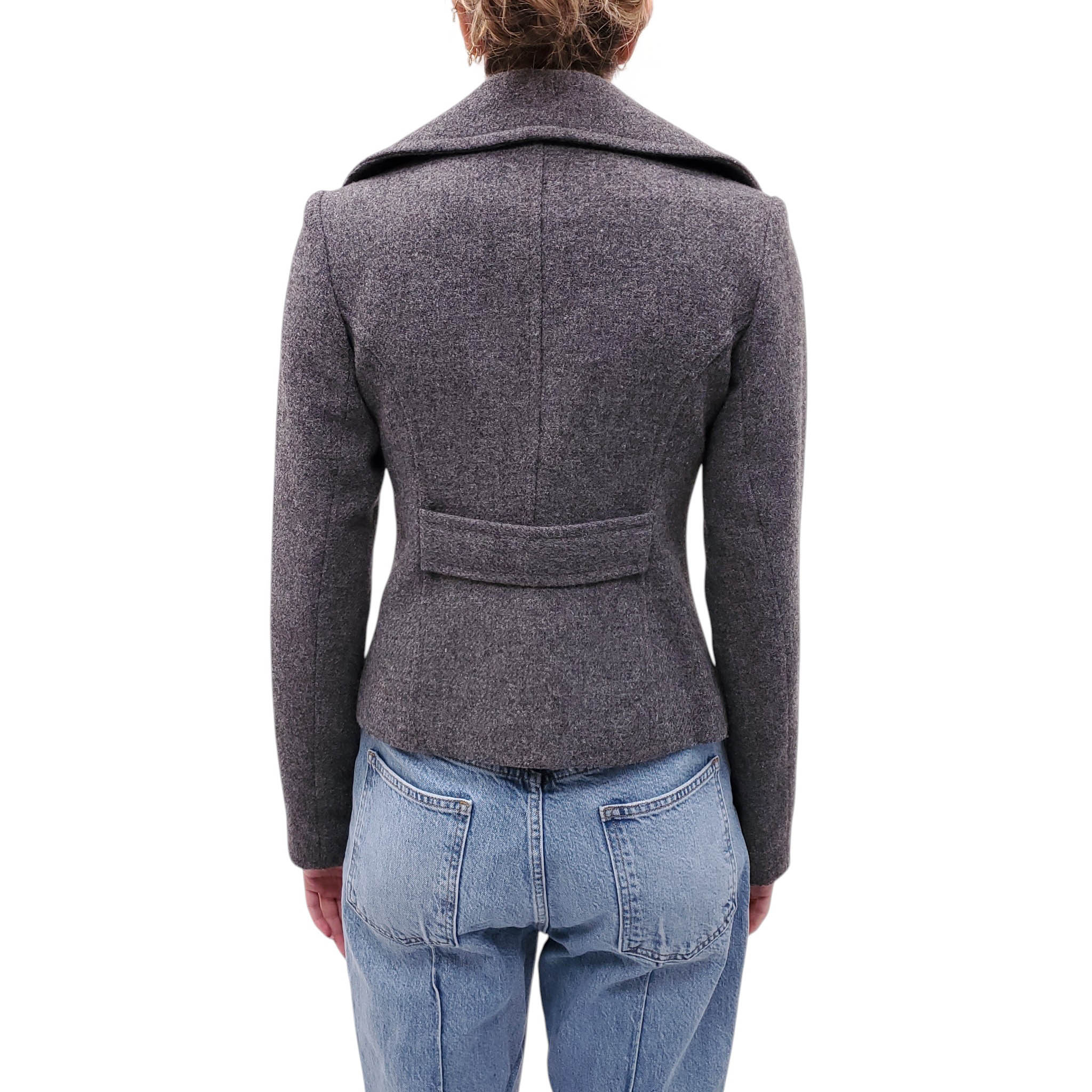 SMYTHE GREY WOOL JACKET WITH EAGLE BUTTON DETAILS - SIZE 4