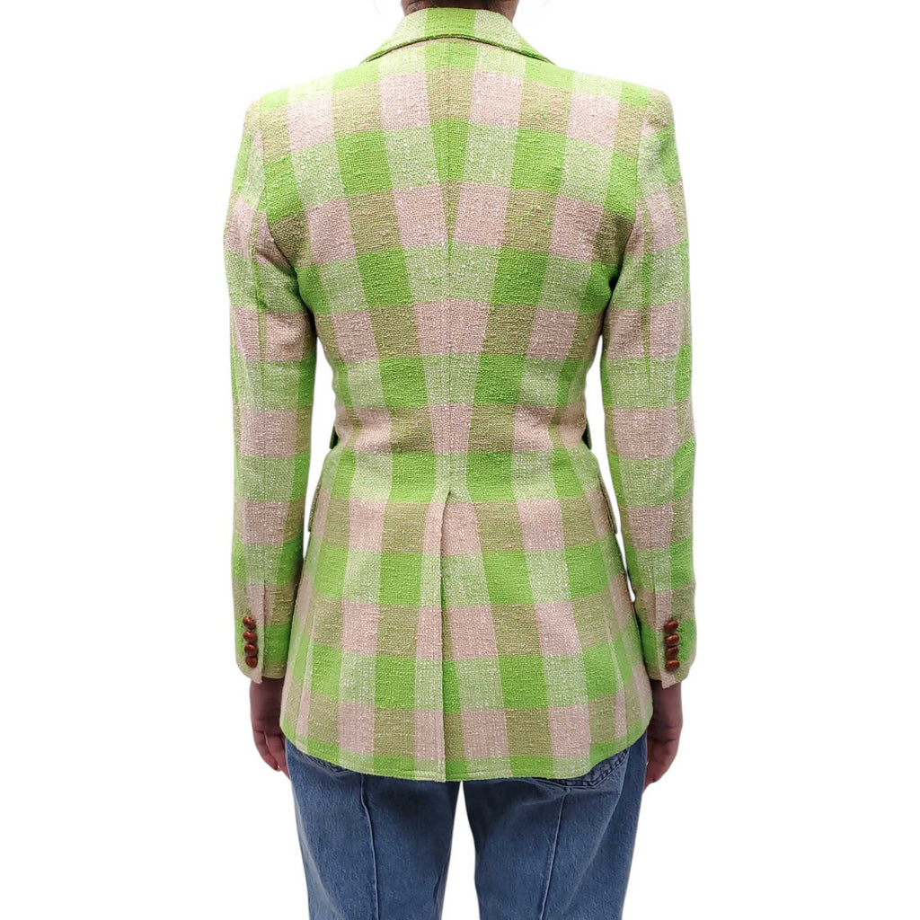 SMYTHE LIME CHECKED 'BIRKIN' BLAZER - SIZE 2