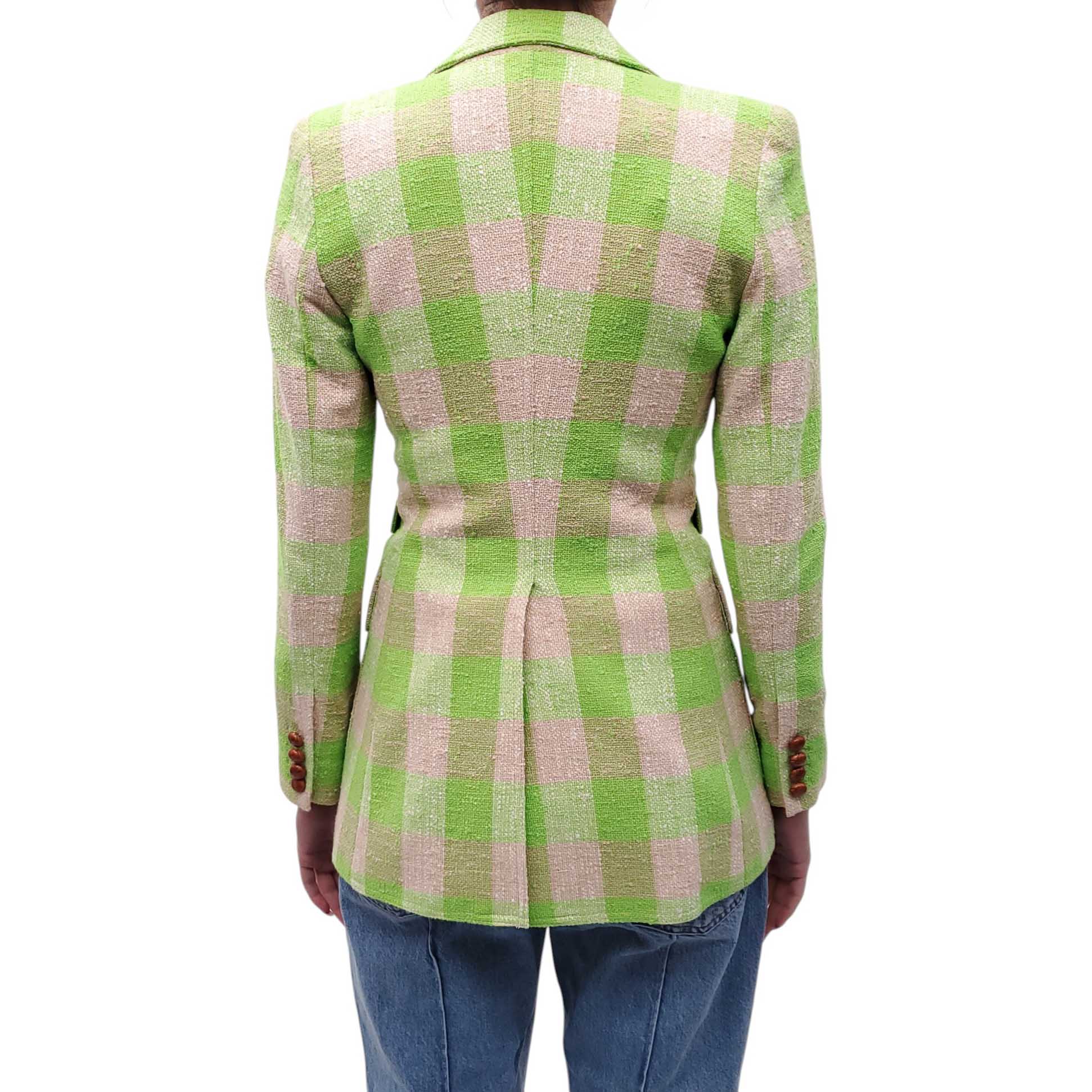 SMYTHE LIME CHECKED 'BIRKIN' BLAZER - SIZE 2