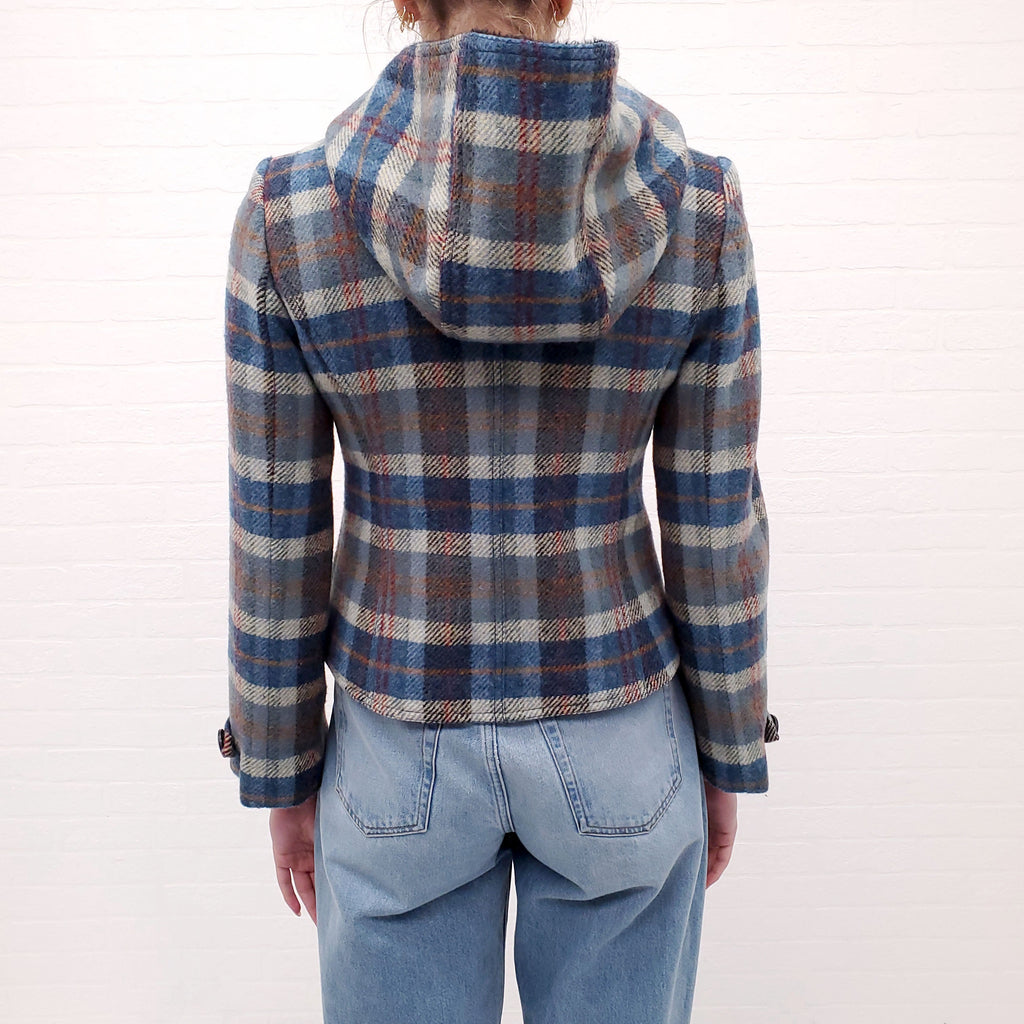 SMYTHE PLAID HOODED JACKET - SIZE 4