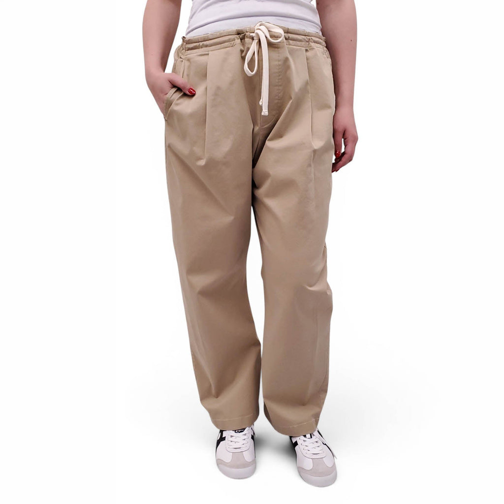 SOLD OUT NYC. KHAKI DRAWSTRING TROUSERS - SIZE L