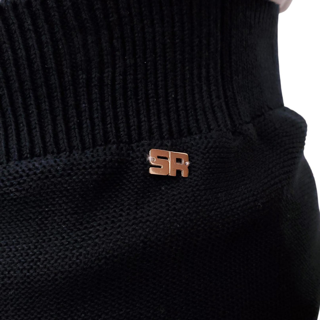 SONIA RYKIEL BLACK KNIT PANTS WITH ROSETTE DETAILS - SIZE S